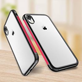 Shockproof Transparent Soft Gel TPU Case - RED for iPhone XR (Only Ground Shipping)