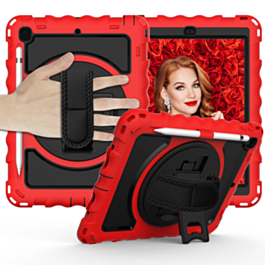 360 Hand Strap Silicone Case - RED for iPad 5 (2017) / iPad 6 (2018) / Air 1 / 2 / Pro 9.7 (Only Ground Shipping)