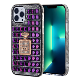 Crystal Stones Case with Perfume Adornment - PURPLE for iPhone XR (Only Ground Shipping)