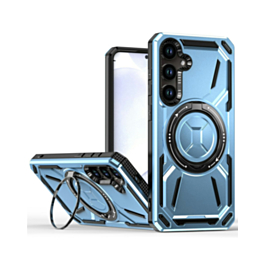 Full-Body Rugged Shockproof Case with Built-in Ring Holder - BLUE for Galaxy A14 4G/5G (Only Ground Shipping)
