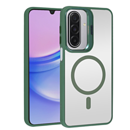 Thin Magnetic Clear Case with Camera Stand Kickstand - DARK GREEN for Galaxy A17 (Only Ground Shipping)
