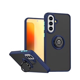Galaxy A37 Hard PC Rear / Soft TPU Colorful Border Case with I-ring Holder (NAVY) (Only Ground Shipping)