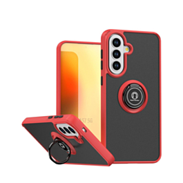 Galaxy A57 Hard PC Rear / Soft TPU Colorful Border Case with I-ring Holder - RED (Only Ground Shipping)