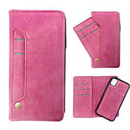 Genuine Leather Magnetic Wallet Case with Credit Card Slot - HOT PINK for iPhone 11 Pro Max (Only Ground Shipping)