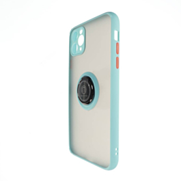 Hard PC Rear / Soft TPU Colorful Border Case with I-ring Holder - LIGHT BLUE for iPhone 11 Pro Max (Only Ground Shipping)