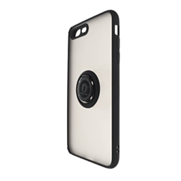 Hard PC Rear / Soft TPU Colorful Border Case with I-ring Holder - BLACK for iPhone 8P / 7P (Only Ground Shipping)