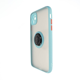 Hard PC Rear / Soft TPU Colorful Border Case with I-ring Holder - LIGHT BLUE for iPhone 11 (Only Ground Shipping)