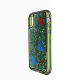 Flowers Heavy Duty Shockproof Case - GREEN for iPhone XR (Only Ground Shipping)
