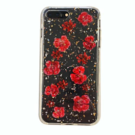 Real Flower Silicone Case - RED for iPhone 8P / 7P (Only Ground Shipping)
