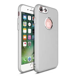 Super Slim TPU Case with Metal Design Border - SILVER for iPhone 8P / 7P (Only Ground Shipping)