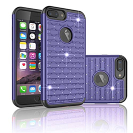 Diamond Rhinestone Dual Layer Hybrid Case - NAVY BLUE for iPhone 8P / 7P (Only Ground Shipping)