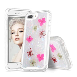 New Desing Real Dried Flower Shiny Case - WHITE for iPhone 8P / 7P / 6SP / 6P (Only Ground Shipping)