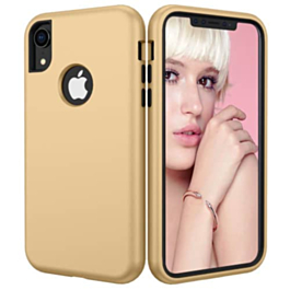 Three Layer Heavy Duty Shockproof Anti-Scratch Protective Case - GOLD for iPhone XR (Only Ground Shipping)