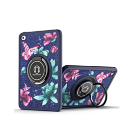 Hard PC Rear / Soft TPU Colorful Border Case with I-ring Holder - FLOWER BLUE for iPad 10.2" (7th / 8th / 9th) / Air 3 / Pro 10.5 (Only Ground Shipping)