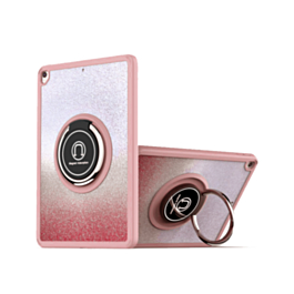 Hard PC Rear / Soft TPU Colorful Border Case with I-ring Holder - SHINY PINK for iPad 10.2" (7th / 8th / 9th) / Air 3 / Pro 10.5 (Only Ground Shipping)