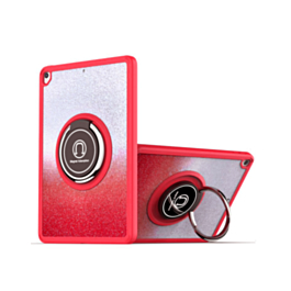 Hard PC Rear / Soft TPU Colorful Border Case with I-ring Holder - SHINY RED for iPad 10.2" (7th / 8th / 9th) / Air 3 / Pro 10.5 (Only Ground Shipping)