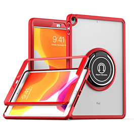 Hard PC Rear / Soft TPU Colorful Border Case with I-ring Holder - RED for iPad 10.2" (7th / 8th / 9th) / Air 3 / Pro 10.5 (Only Ground Shipping)