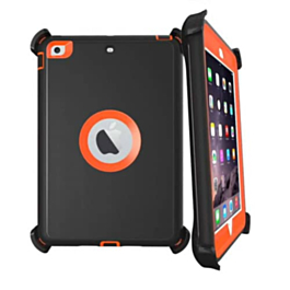 Heavy Duty Case with Clip - BLACK & ORANGE for iPad 5 (2017) / iPad 6 (2018) / Air 1 / Air 2 / Pro 9.7 (Only Ground Shipping)