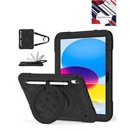Shockproof Heavy Duty Stand Case with Pen Slot - BLACK for iPad 10 (2022) / iPad 11 (2025) (Only Ground Shipping)