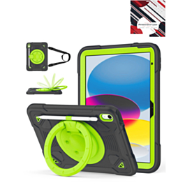 Shockproof Heavy Duty Stand Case with Pen Slot - BLACK & GREEN for iPad 10 (2022) / iPad 11 (2025) (Only Ground Shipping)