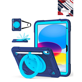 Shockproof Heavy Duty Stand Case with Pen Slot - NAVY BLUE for iPad 10 (2022) / iPad 11 (2025) (Only Ground Shipping)