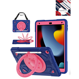 Shockproof Heavy Duty Stand Case with Pen Slot - NAVY BLUE & HOT PINK for iPad 10.2" (7th / 8th / 9th) / Air 3 / Pro 10.5 (Only Ground Shipping)