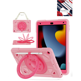 Shockproof Heavy Duty Stand Case with Pen Slot - PINK & HOT PINK for iPad 10.2" (7th / 8th / 9th) / Air 3 / Pro 10.5 (Only Ground Shipping)