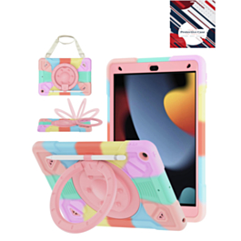 Shockproof Heavy Duty Stand Case with Pen Slot - COLORFULL & PINK for iPad 10.2" (7th / 8th / 9th) / Air 3 / Pro 10.5 (Only Ground Shipping)