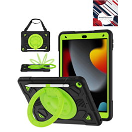 Shockproof Heavy Duty Stand Case with Pen Slot - BLACK & GREEN for iPad 10.2" (7th / 8th / 9th) / Air 3 / Pro 10.5 (Only Ground Shipping)