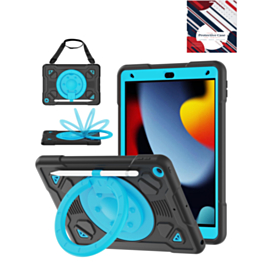 Shockproof Heavy Duty Stand Case with Pen Slot - BLACK & BLUE for iPad 10.2" (7th / 8th / 9th) / Air 3 / Pro 10.5 (Only Ground Shipping)