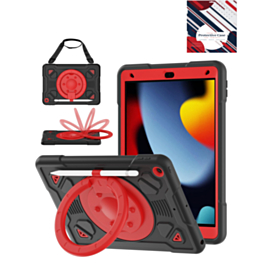 Shockproof Heavy Duty Stand Case with Pen Slot - BLACK & RED for iPad 10.2" (7th / 8th / 9th) / Air 3 / Pro 10.5 (Only Ground Shipping)