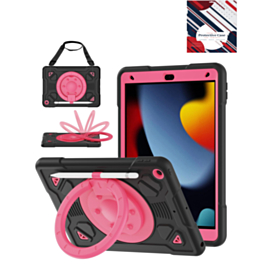 Shockproof Heavy Duty Stand Case with Pen Slot- BLACK & HOT PINK for iPad 10.2" (7th / 8th / 9th) / Air 3 / Pro 10.5 (Only Ground Shipping)