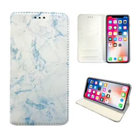 Marble Design Wallet Case - BLUE for iPhone XR (Only Ground Shipping)