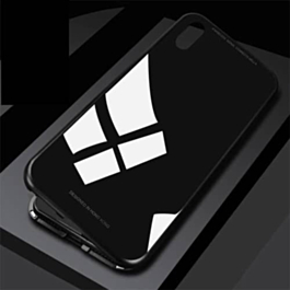 Ultra Slim Magnet Protective Case with Metal Frame Tempered Glass Back - FULL BLACK for iPhone XR (Only Ground Shipping)