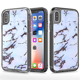 Marble Design BLACK Bumper Shockproof Case - PURPLE for iPhone XR (Only Ground Shipping)