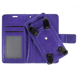 YUW-Small (4.5"-4.8") Universal Wallet Case with 360 Degree Rotating Swivel Stand (PURPLE) (Only Ground Shipping)