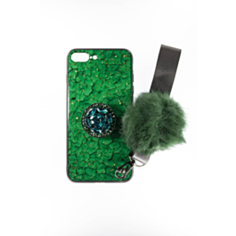 Bling Diamond Pom Pom Holder Soft Phone Case - Style 3 for iPhone 8P / 7P (Only Ground Shipping)