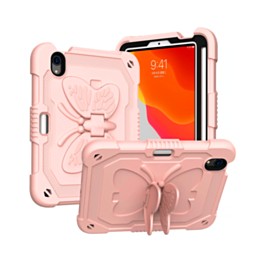 Protective Butterfly Stand Desing Case - ROSE PINK for iPad Mini 6 / 7 (A17 Pro) (Only Ground Shipping)