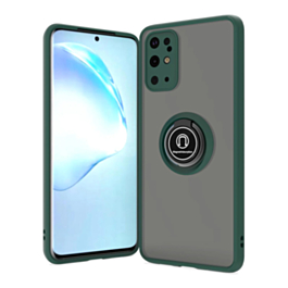 Galaxy S20 Plus Hard PC Rear / Soft TPU Colorful Border Case with I-ring Holder - DARK GREEN (Only Ground Shipping)