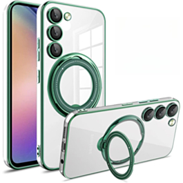 Galaxy S23 Magnetic Clear Cases with Magsafe Ring Stand - GREEN (Only Ground Shipping)