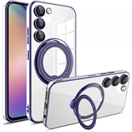 Galaxy S23 Magnetic Clear Cases with Magsafe Ring Stand - PURPLE (Only Ground Shipping)