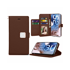 Galaxy S23 Elegant Leather Wallet Case - BROWN (Only Ground Shipping)