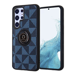 Galaxy S23 Pattern Design Hard PC Rear/Soft TPU Colorful Border Case with I - ring Holder - BLUE (Only Ground Shipping)