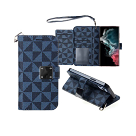 Galaxy S23 Triangle Geometric Design Wallet Case - BLUE (Only Ground Shipping)