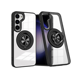 Galaxy S23 Transparent Wireless Charging Case with Ring Holder - BLACK (Only Ground Shipping)