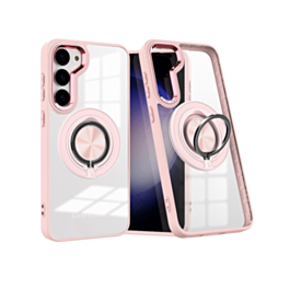 Galaxy S23 Transparent Wireless Charging Case with Ring Holder - PINK (Only Ground Shipping)