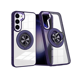 Galaxy S23 Transparent Wireless Charging Case with Ring Holder - PURPLE (Only Ground Shipping)