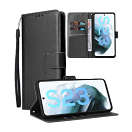 Galaxy S23 FE Leather Wallet Case with Card Slot - BLACK (Only Ground Shipping)