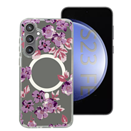 Galaxy S23 FE Wireless Charging Case - PINK FLOWERS (Full Bottom Close) (Only Ground Shipping)