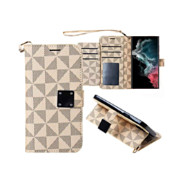 Galaxy S23 FE Triangle Geometric Design Wallet Case - WHITE (Only Ground Shipping)